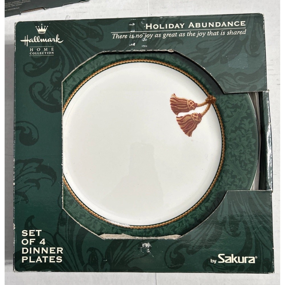 NIB Sakura Hallmark HOLIDAY‎ ABUNDANCE Dinner Plates 10.5" Set Of 4 New